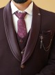 Designer Imported Suit In Wine